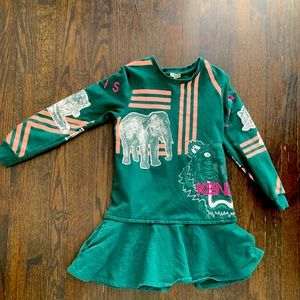 Kenzo Kids fit and flare sweatshirt dress size 12 good condition green